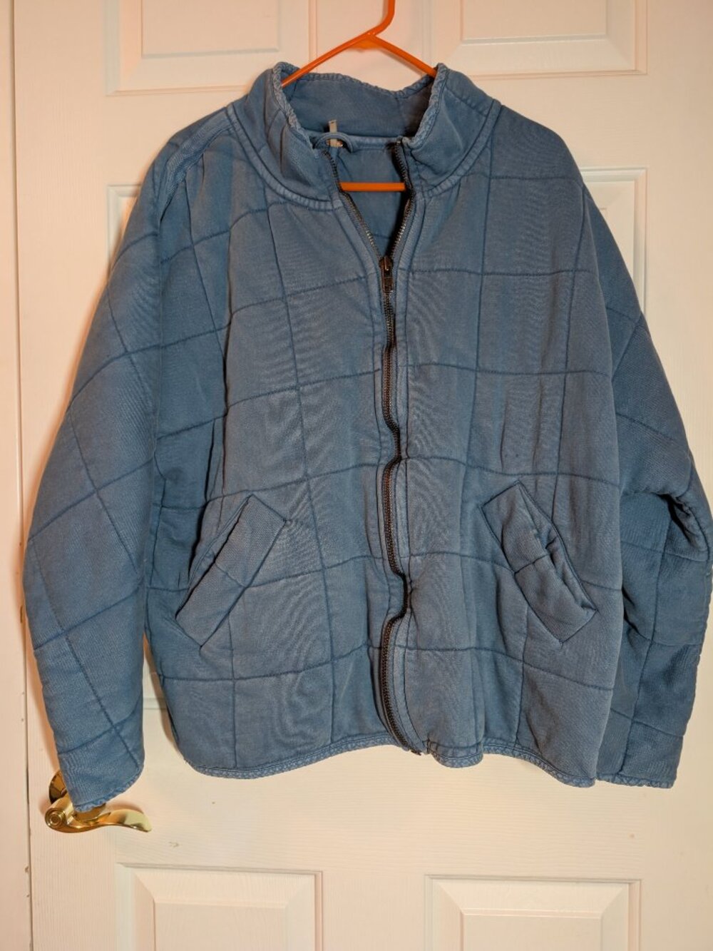 Free People Dolman Quilted Jacket in Blue. Size M.
